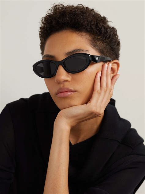 prada black oval sunglasses|black prada sunglasses for women.